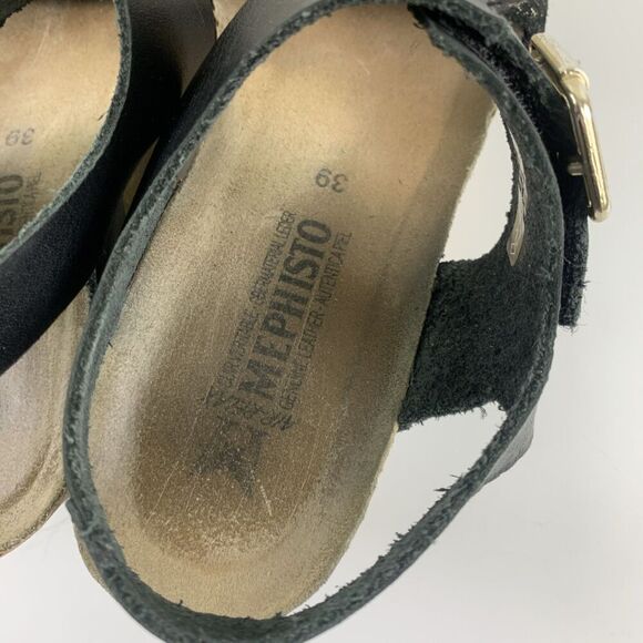 Mephisto Lissandra Wedge Sandals Adjustable Comfort Black Condor Leather 39 US 9 - Picture 8 of 16